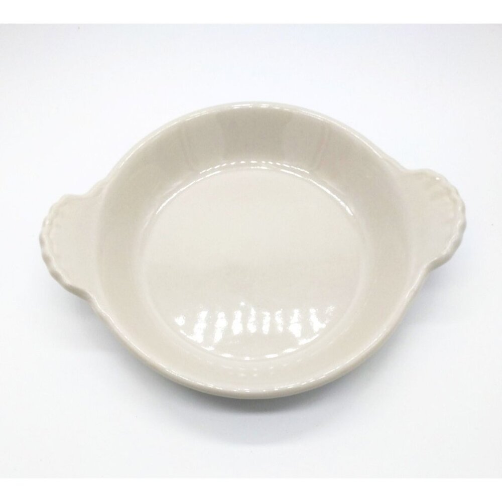 Vintage Hall 433 White Pottery Oven Ware 6" Round Gratin Dish